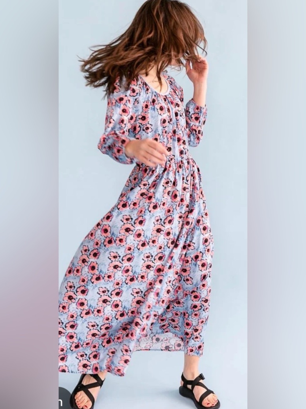 Sonnet James A Play Dress Watercolor Floral Multicolor Pockets‎ Dress Size XXL